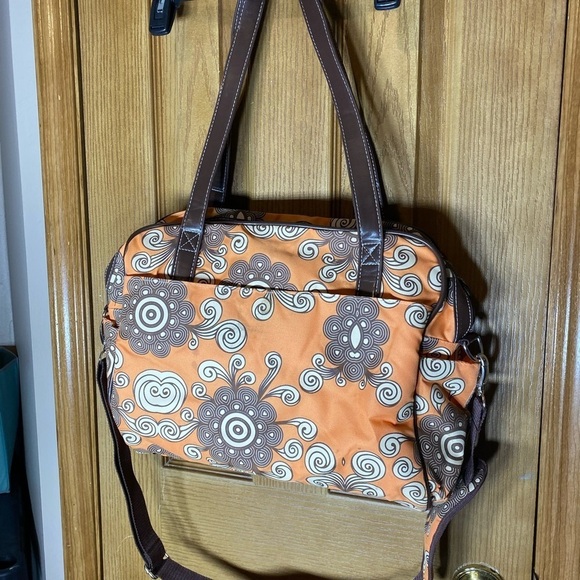 House of Botori orange and brown big bag shoulder bag purse duffle bag baby bag‍ - Picture 4 of 11